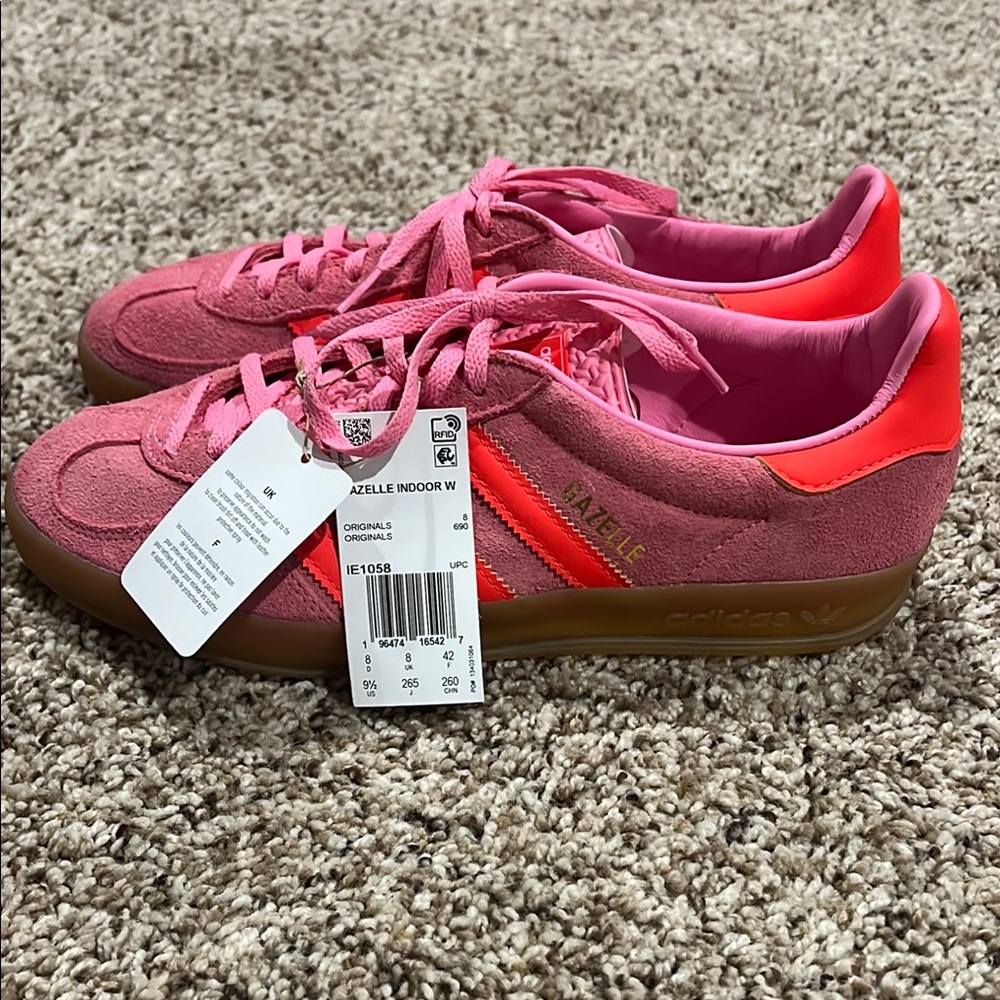 Adidas Pink Sneakers with Gum Sole and Suede Finish